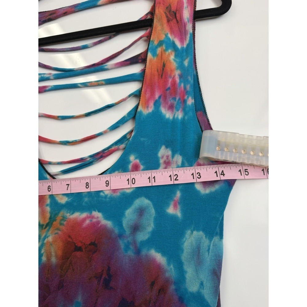 Vibrant Turquoise Multi-Color Hand-Dyed Sleeveless A-Line Sundress - Picture 5 of 8